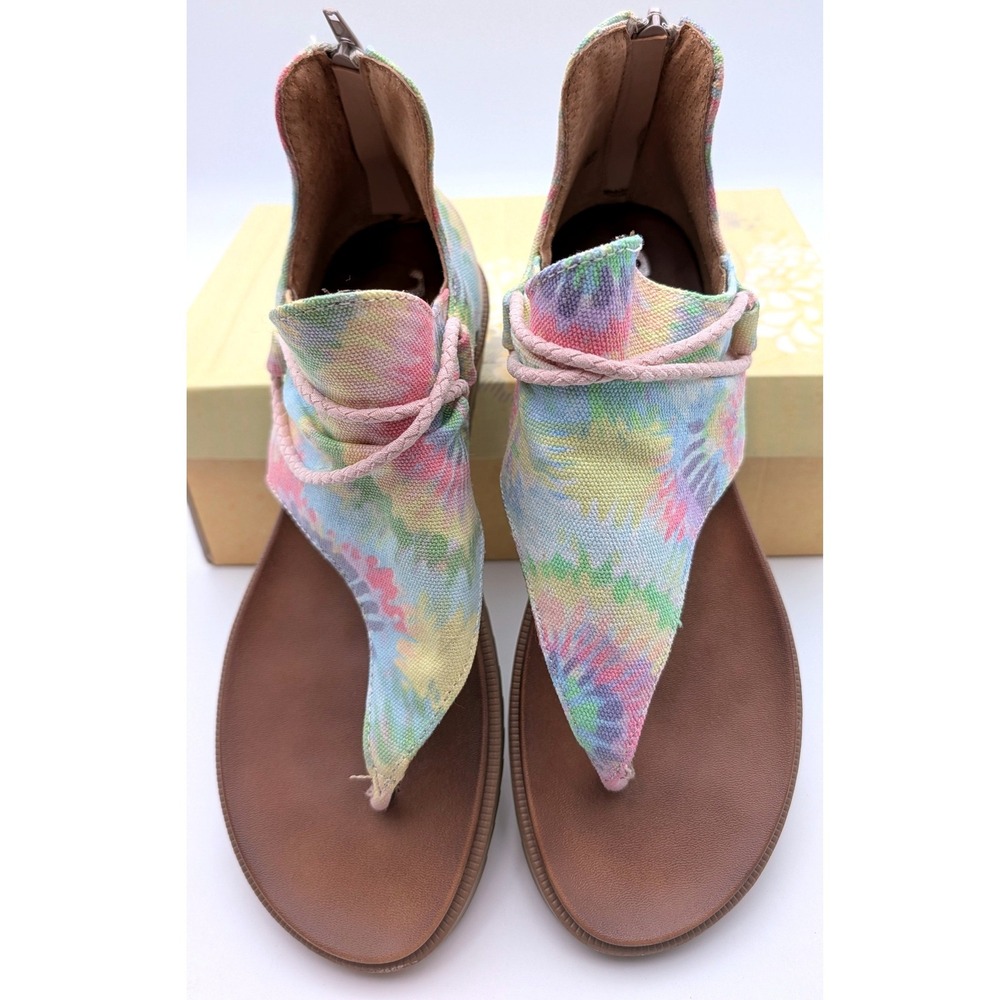 Dusk Tie Dye Gladiator Sandals Pastel Canvas Thong Zip Back VGSA0121 women's 8.5